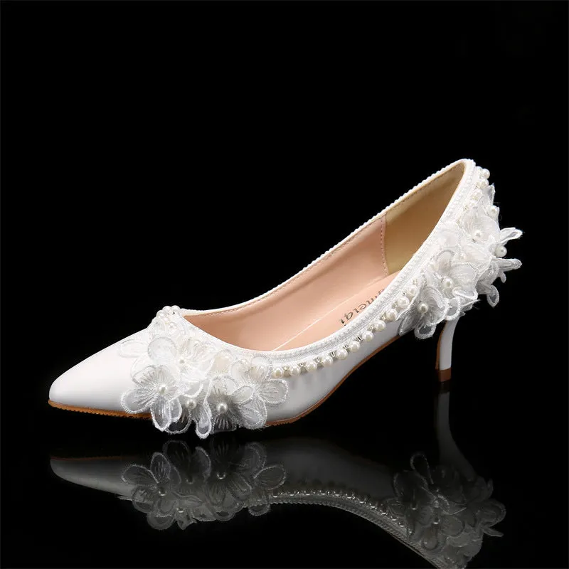 New Women's Shoes Pointed Toe Stiletto High Heels Beaded Flower Wedding Shoes sold by ChicSew product image thumbnail 2