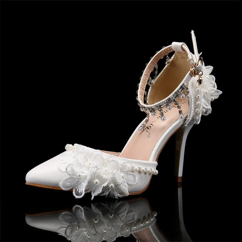 New Women's Shoes Pointed Toe Stiletto High Heels Beaded Flower Wedding Shoes sold by ChicSew product image thumbnail 3