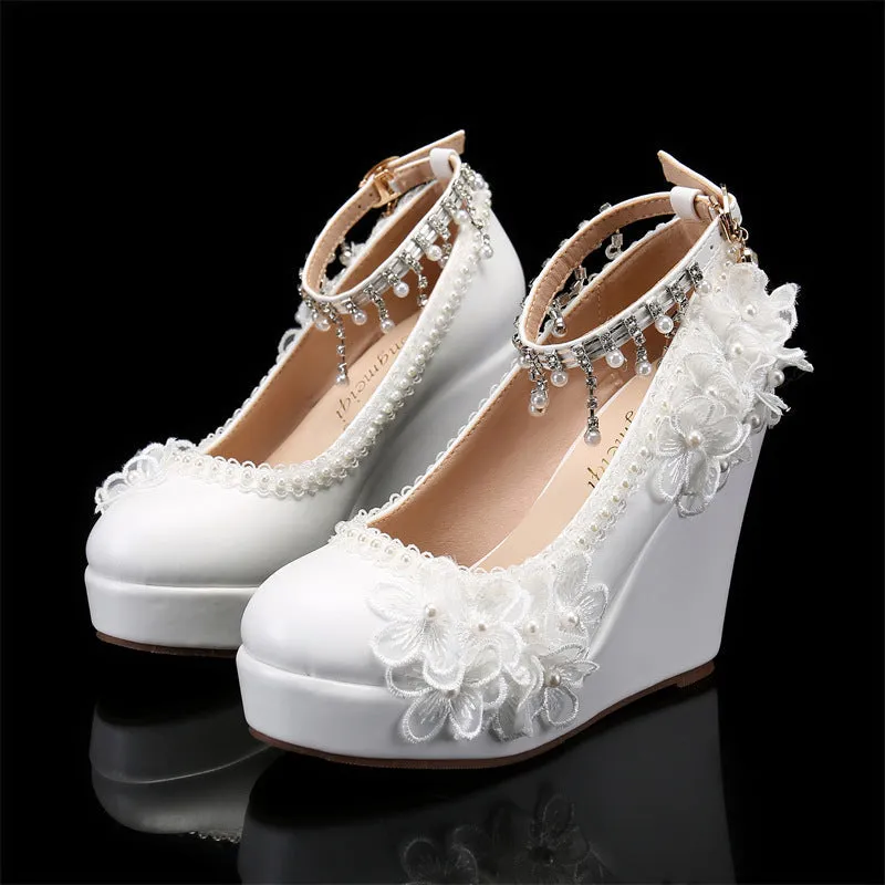 New Women's Shoes Pointed Toe Stiletto High Heels Beaded Flower Wedding Shoes sold by ChicSew product image thumbnail 4