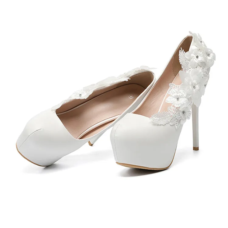 Women's Wedding Shoes Decorative Heel Wedding Heels Bridal Shoes sold by ChicSew product image thumbnail 4