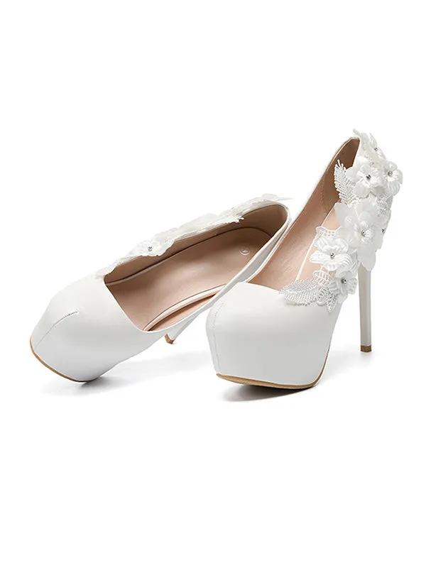 Women's Wedding Shoes Decorative Heel Wedding Heels Bridal Shoes sold by ChicSew