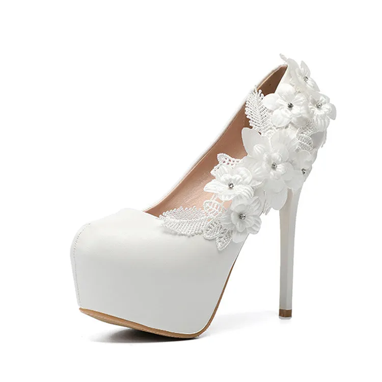 Women's Wedding Shoes Decorative Heel Wedding Heels Bridal Shoes sold by ChicSew product image thumbnail 2