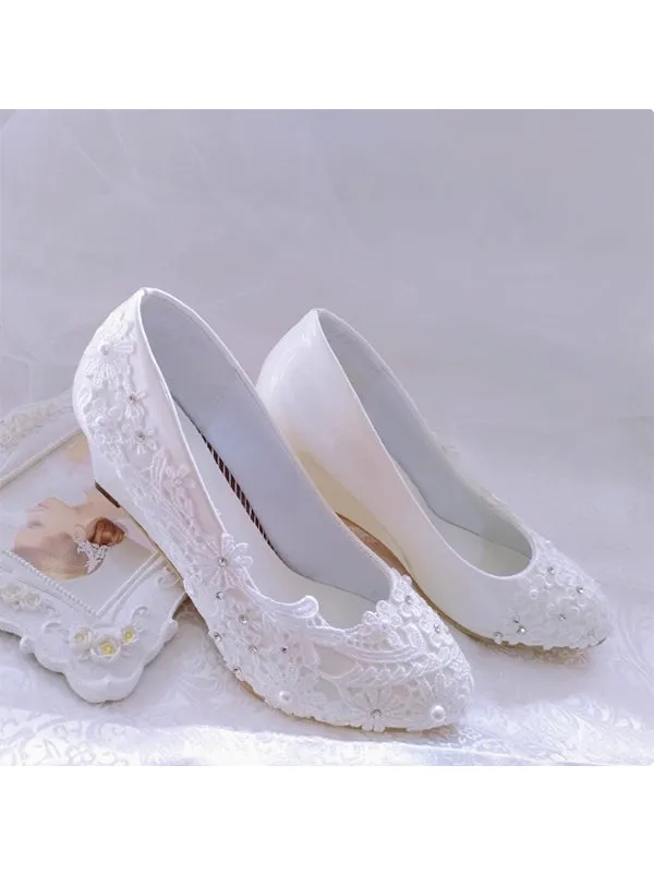 Women's Wedding Shoes Decorative Heel Wedding Heels Bridal Shoes With Beading WS0018 sold by ChicSew