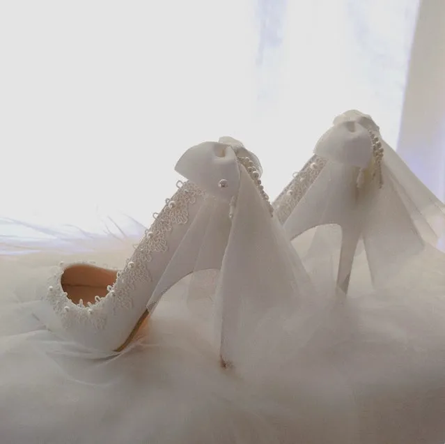 Women's Wedding Shoes Decorative Heel Wedding Heels Bridal Shoes With Beading WS0017 sold by ChicSew product image thumbnail 3