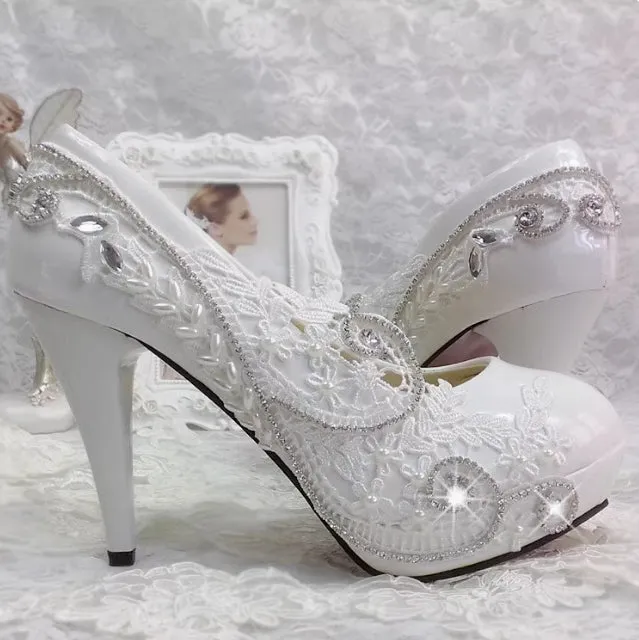 Women's Wedding Shoes Decorative Heel Wedding Heels Bridal Shoes With Beading WS0016 sold by ChicSew product image thumbnail 2