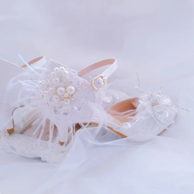 Women's Wedding Shoes Decorative Heel Wedding Heels Bridal Shoes With Beading WS0012 sold by ChicSew product image thumbnail 4