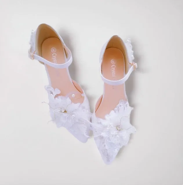 Women's Wedding Shoes Decorative Heel Wedding Heels Bridal Shoes With Beading WS0012 sold by ChicSew product image thumbnail 5