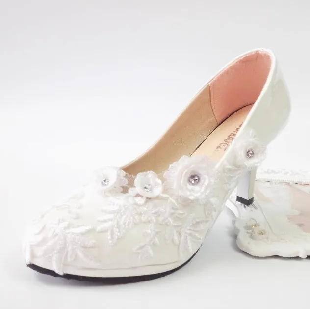 Women's Wedding Shoes Decorative Heel Wedding Heels Bridal Shoes With Beading WS0011 sold by ChicSew product image thumbnail 4