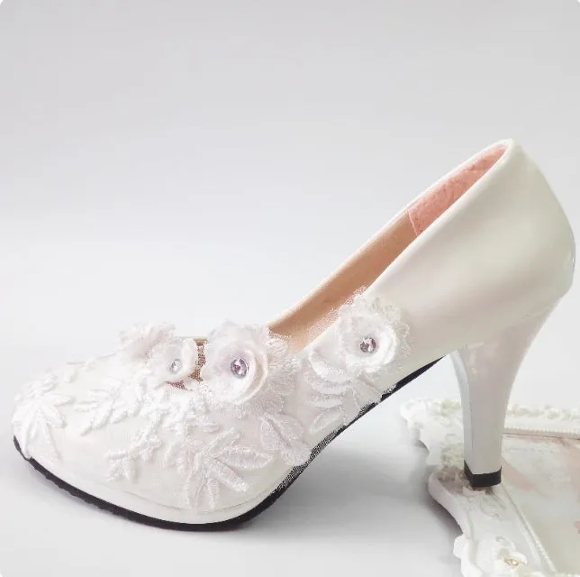 Women's Wedding Shoes Decorative Heel Wedding Heels Bridal Shoes With Beading WS0011 sold by ChicSew product image thumbnail 2