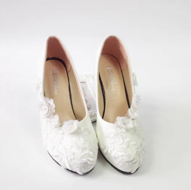 Women's Wedding Shoes Decorative Heel Wedding Heels Bridal Shoes With Beading WS0011 sold by ChicSew product image thumbnail 3