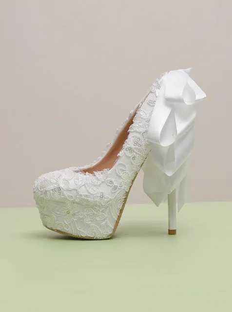 Women's Wedding Shoes Decorative Heel Wedding Heels Bridal Shoes With Beading WS0009 sold by ChicSew product image thumbnail 3