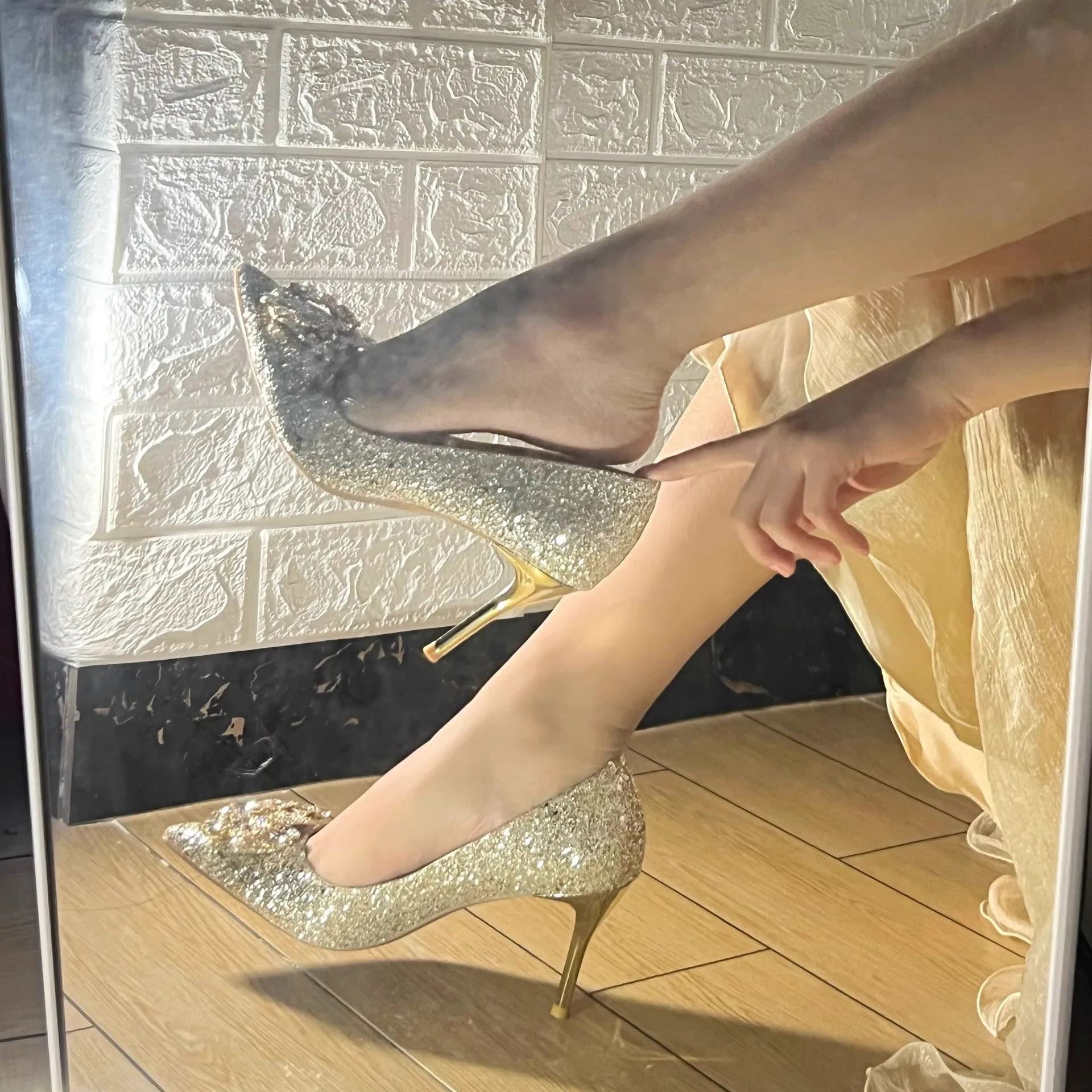 Women's Wedding Shoes Decorative Heel Wedding Heels Bridal Shoes With Beading WS0007 sold by ChicSew product image thumbnail 4