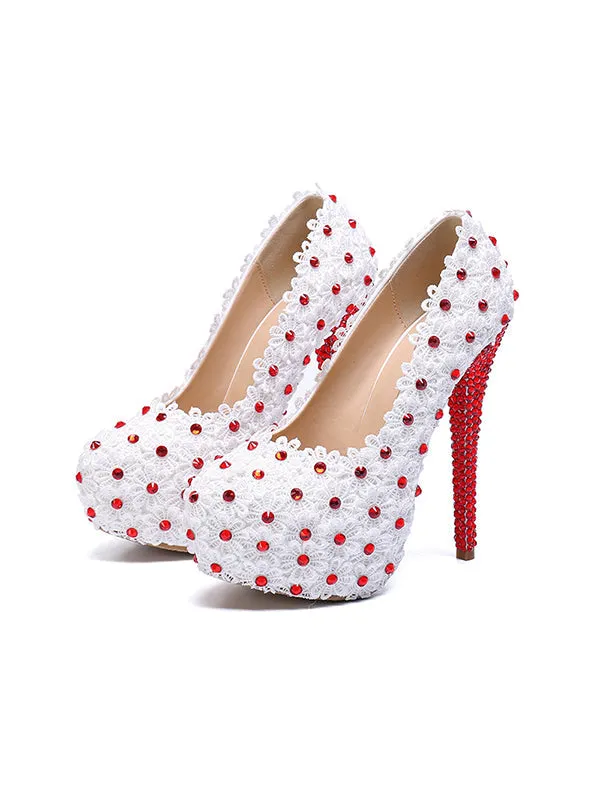 Women's Wedding Shoes Decorative Heel Wedding Heels Bridal Shoes With Beading WS0006 made by ChicSew