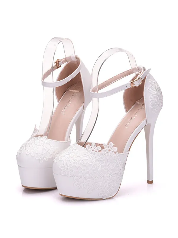 Women's Wedding Shoes Decorative Heel Wedding Heels Bridal Shoes With Beading WS0003 sold by ChicSew