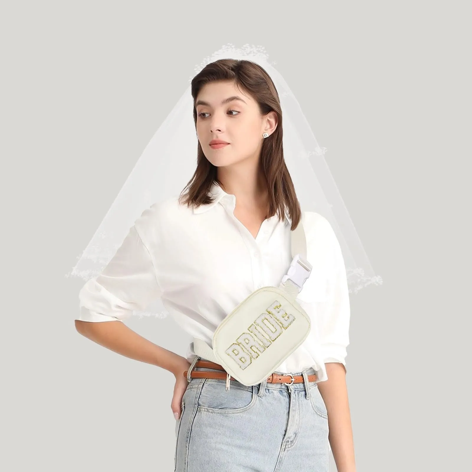 Makeup Bag, Bride To Be Gifts Bling Pearl Rhinestone Patch Cosmetic Bag, Waterproof PU Travel Toiletry Bag for Bachelorette Party sold by ChicSew product image thumbnail 4