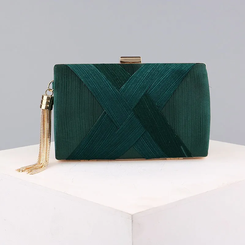 Elegant Tassel Pendant Silk Evening Bag Clutch Purse for Bride Wedding Prom Night Out Party sold by ChicSew product image thumbnail 2
