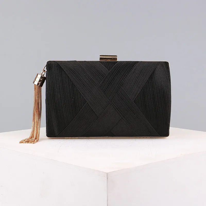 Elegant Tassel Pendant Silk Evening Bag Clutch Purse for Bride Wedding Prom Night Out Party sold by ChicSew product image thumbnail 3