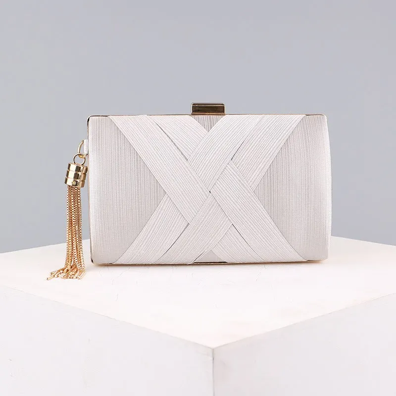 Elegant Tassel Pendant Silk Evening Bag Clutch Purse for Bride Wedding Prom Night Out Party sold by ChicSew product image thumbnail 4