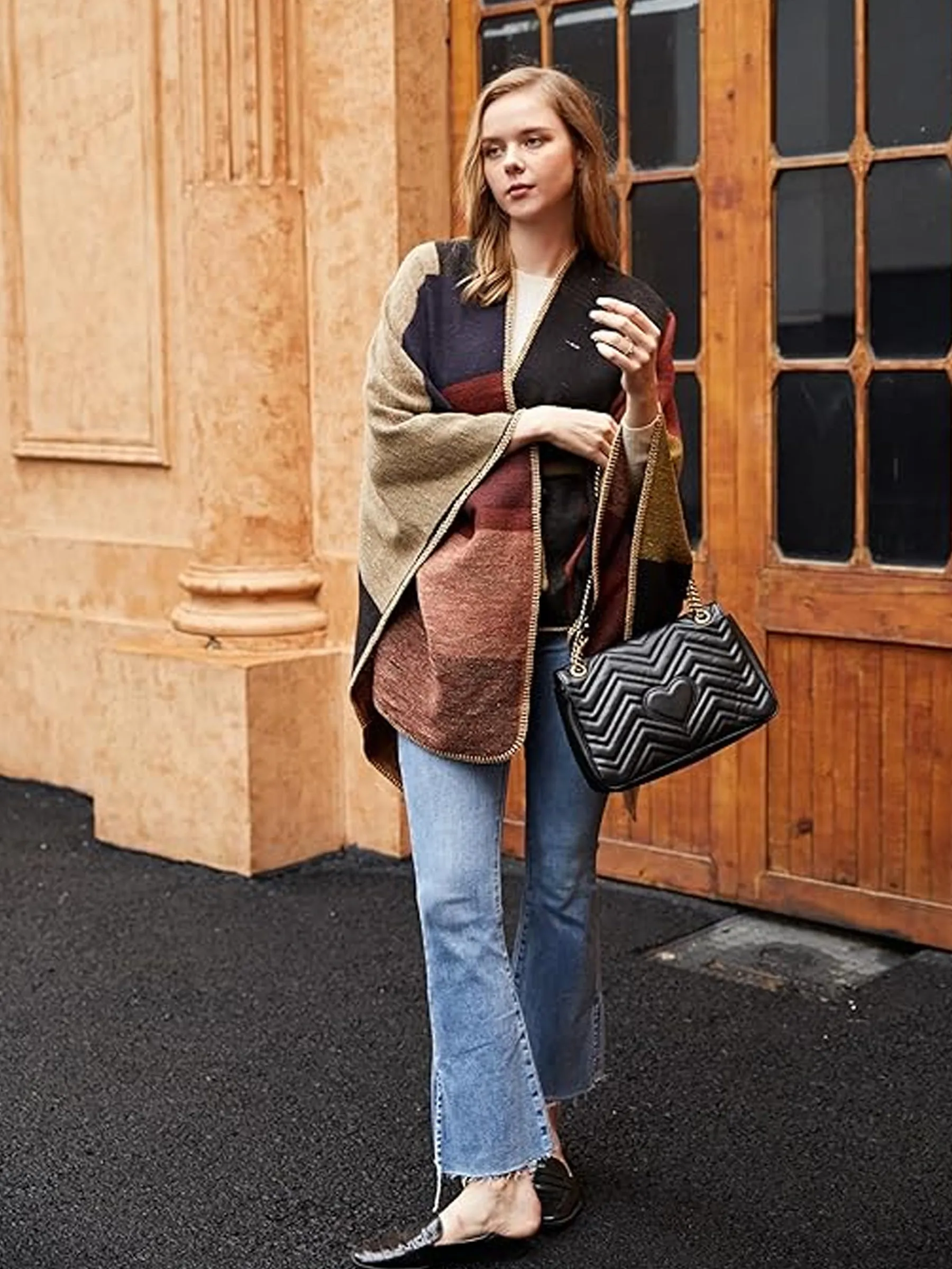 Women's Printed Shawl Wrap Fashionable Open Front Poncho Cape sold by ChicSew product image thumbnail 5