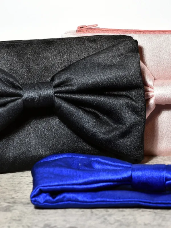 Satin zippered pouch with bow Evening Bag Fanny Pack Cell Phone Purse Small sold by ChicSew