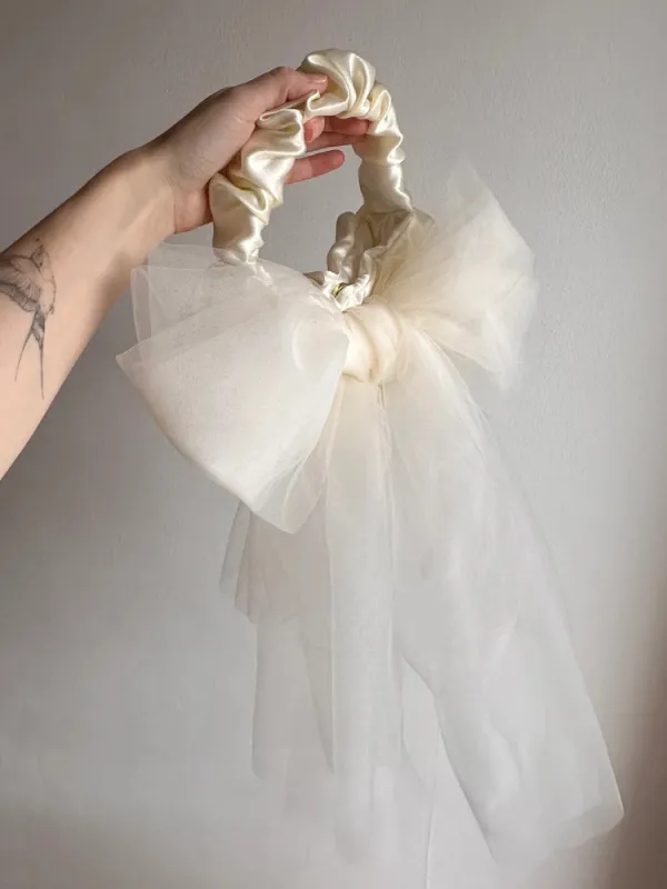 Bag with big bow trendy bag evening bag wedding handbag satin bag party bag sold by ChicSew