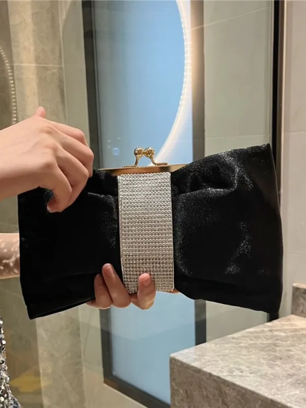 female evening bag celebrity banquet clutch bag evening dress bag rhinestone bow small handbag sold by ChicSew