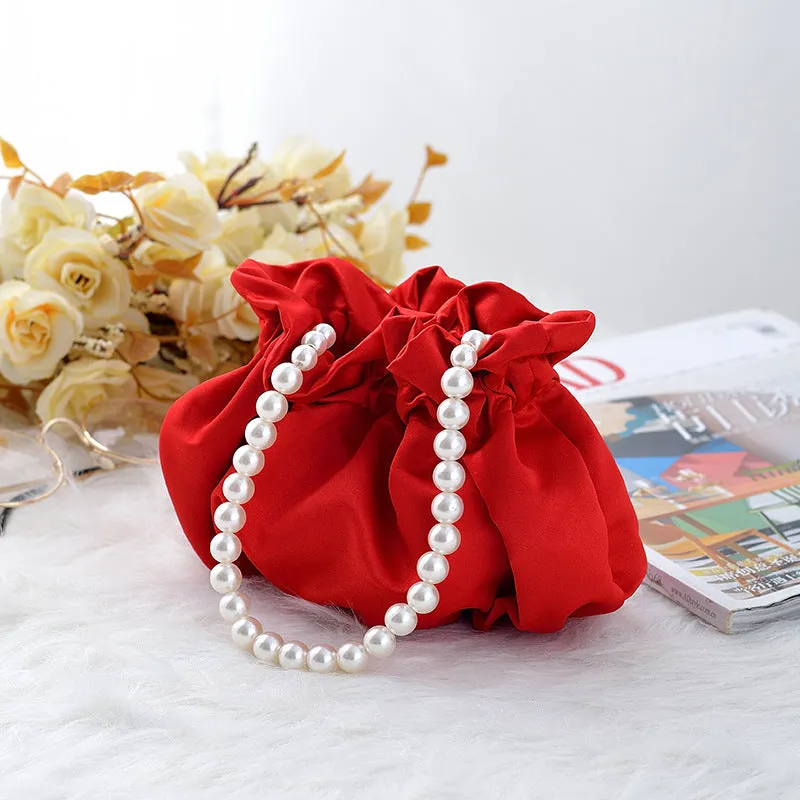 Cute pearl satin handbag small handbag bag party bag dress bag sold by ChicSew product image thumbnail 4