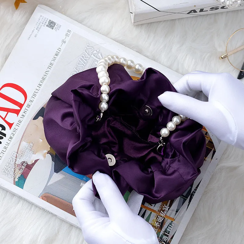 Cute pearl satin handbag small handbag bag party bag dress bag sold by ChicSew product image thumbnail 5