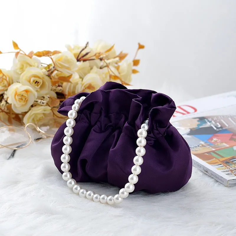 Cute pearl satin handbag small handbag bag party bag dress bag sold by ChicSew product image thumbnail 2