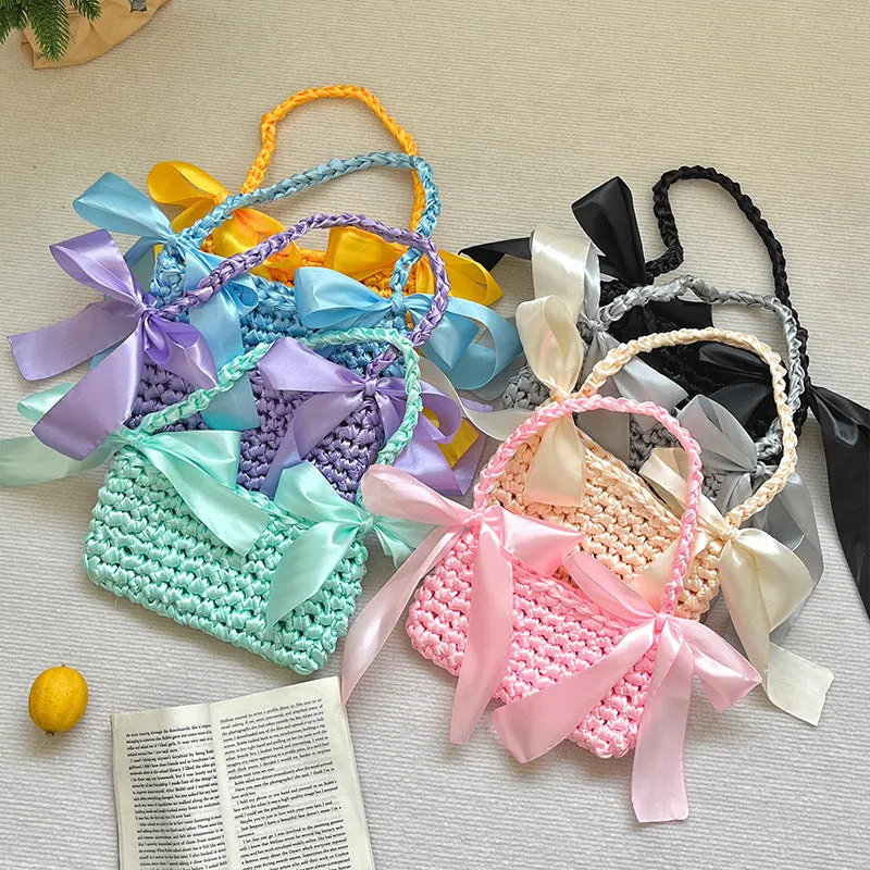 New bridesmaid satin bow shoulder bag hand-woven bag homemade silk satin bag sold by ChicSew product image thumbnail 2