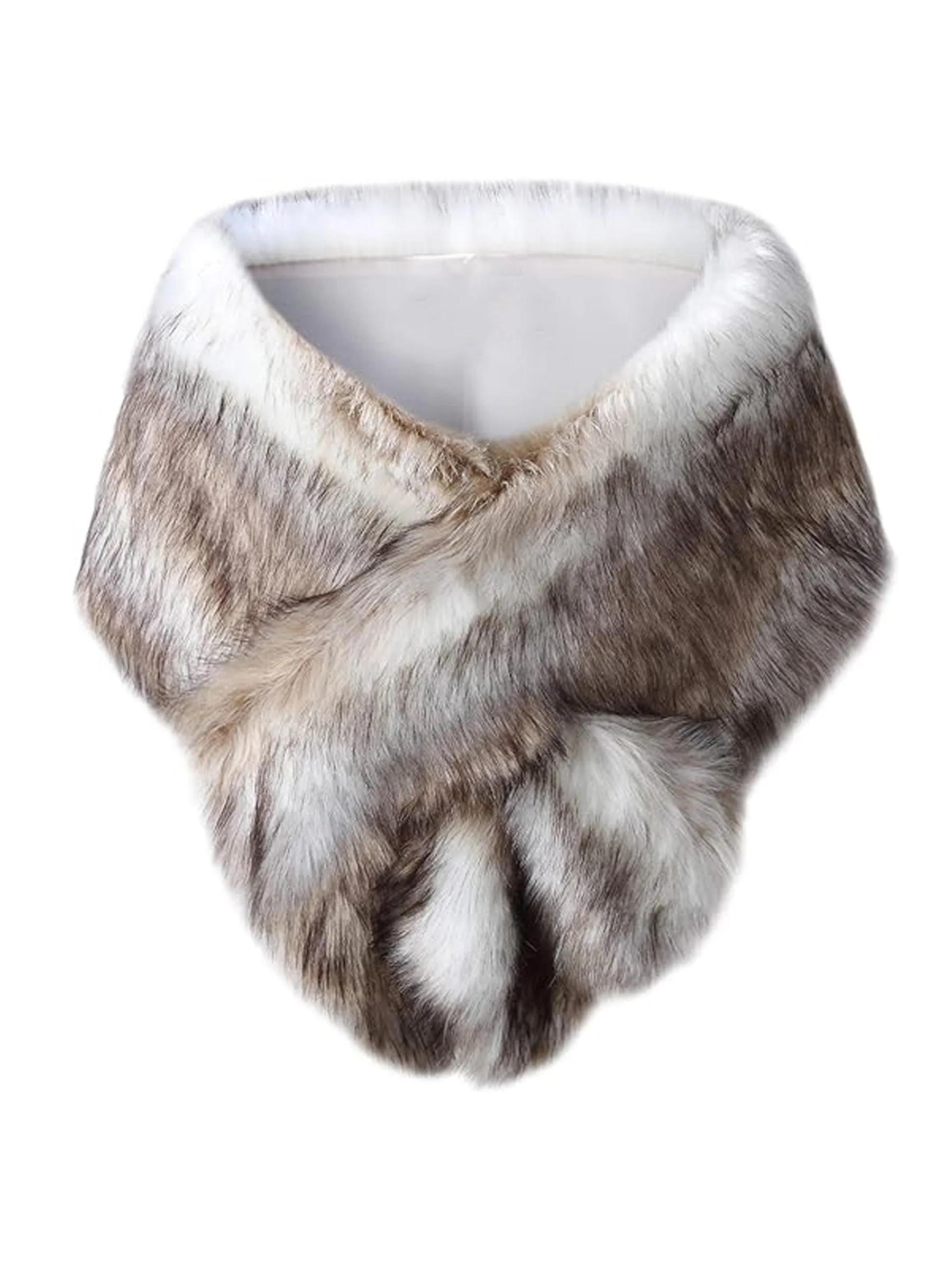 Women Luxury Faux Fur Coat Jackets Wrap Cape Shawl for Wedding Party sold by ChicSew product image thumbnail 4