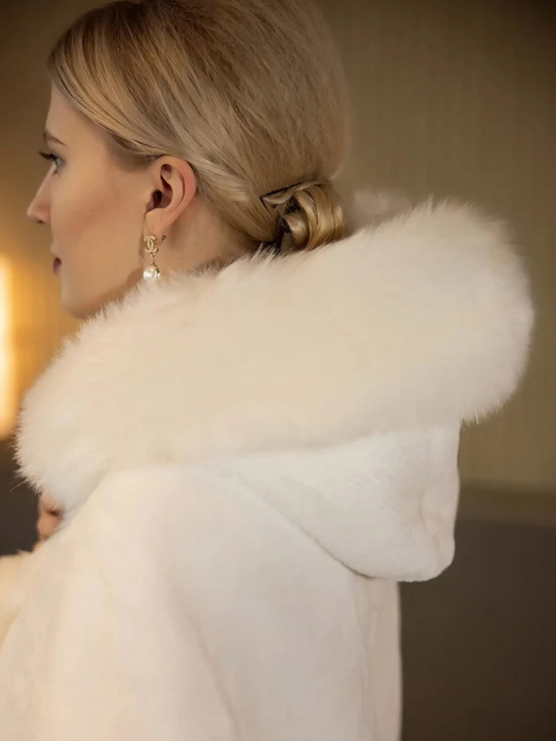Hooded Faux Fur Shawl Wrap Stoles for Brides sold by ChicSew product image thumbnail 3