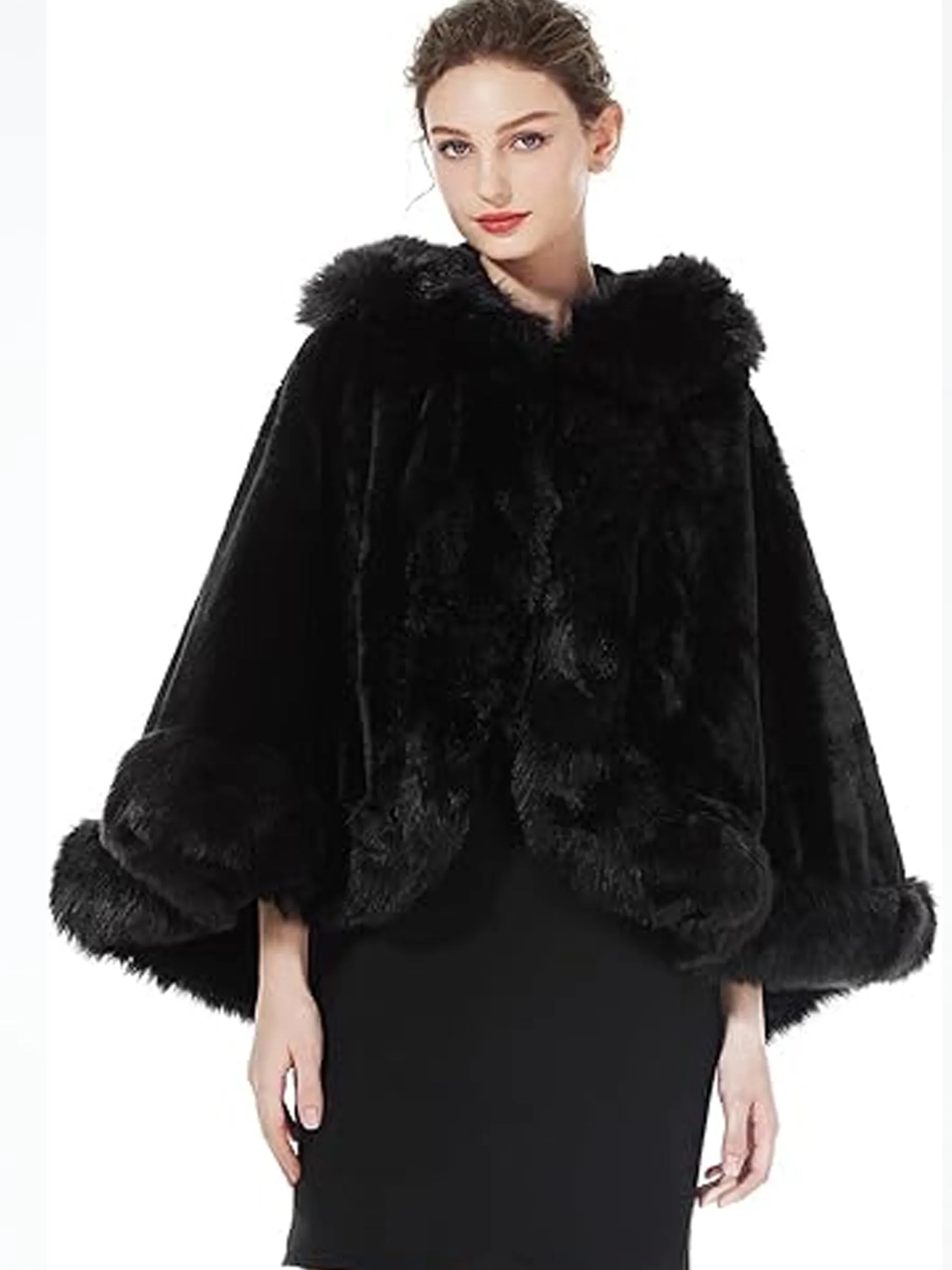 Hooded Faux Fur Shawl Wrap Stoles for Brides sold by ChicSew product image thumbnail 4
