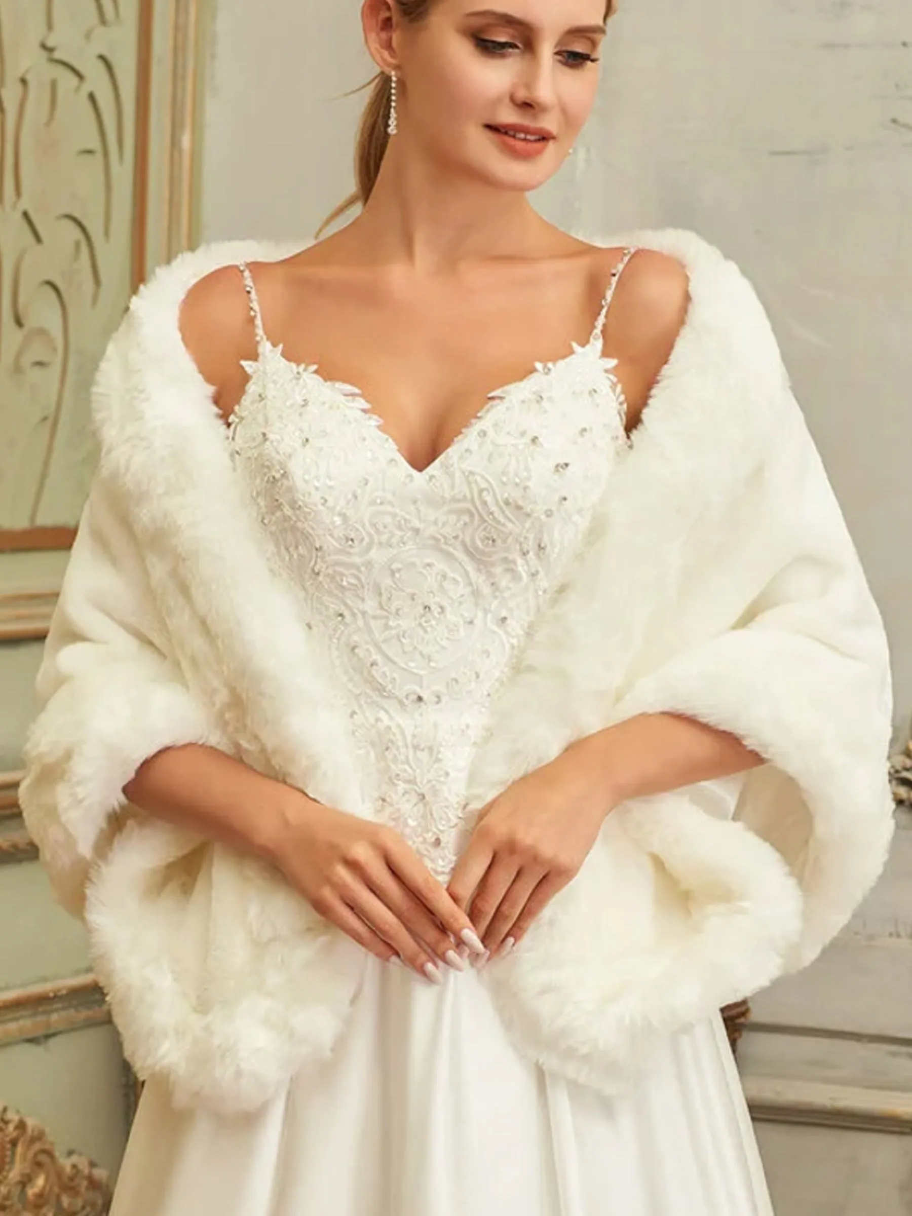 Faux Fur Shawl Wrap Stoles for Brides sold by ChicSew product image thumbnail 4
