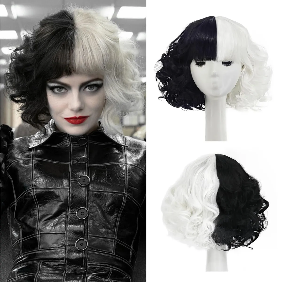 Women Curly Wavy Hair Wig with Wig Caps Synthetic Wigs for Party Halloween sold by ChicSew product image thumbnail 4