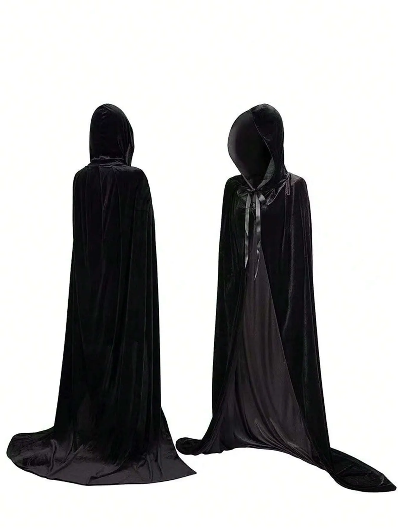 1pc Black Velvet Death Cape - Halloween Costume for Adult Cosplay Skeleton sold by ChicSew product image thumbnail 4