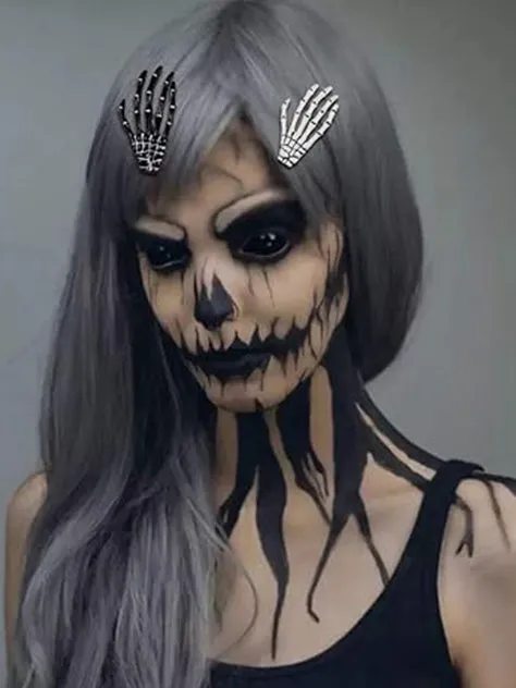 Halloween Skeleton Hands Bone Hair Clips White and Black 2 Pairs sold by ChicSew product image thumbnail 4