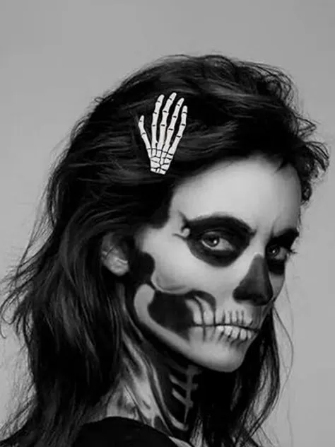Halloween Skeleton Hands Bone Hair Clips White and Black 2 Pairs sold by ChicSew
