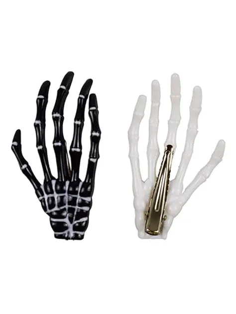 Halloween Skeleton Hands Bone Hair Clips White and Black 2 Pairs sold by ChicSew product image thumbnail 2