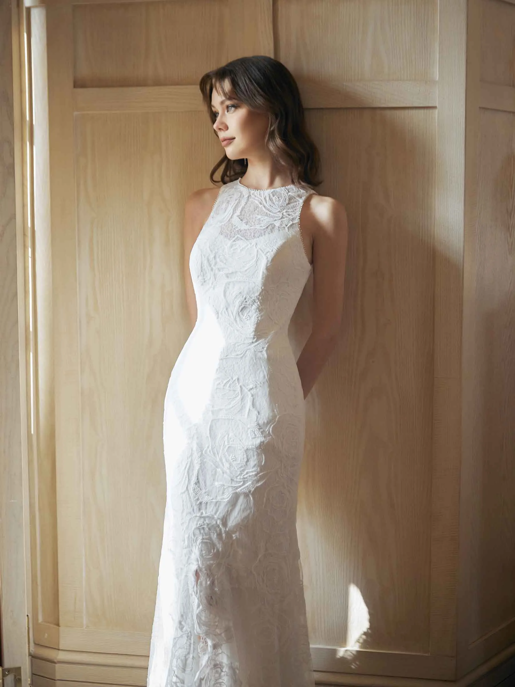 Sexy Mermaid Open Back Halter Maxi Long Lace Wedding Dresses Online sold by ChicSew product image thumbnail 5