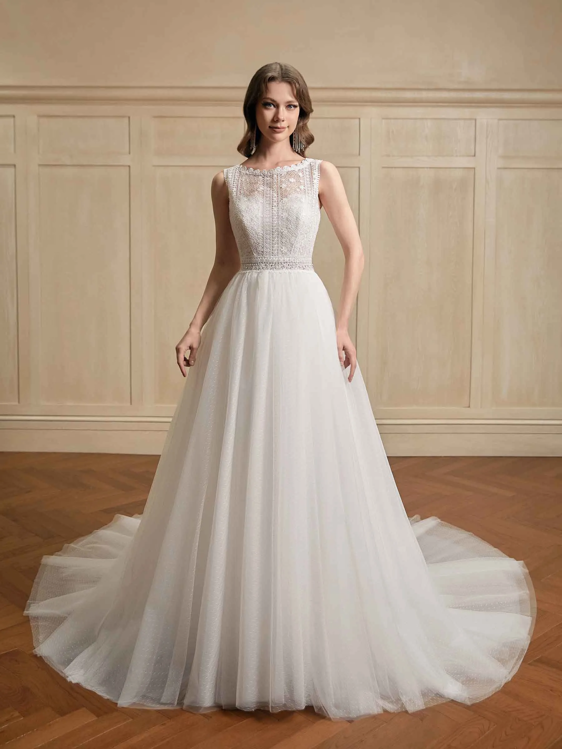 Sexy A-line Bateau Necklin Open Back Maxi Long Lace Wedding Dresses Online sold by ChicSew