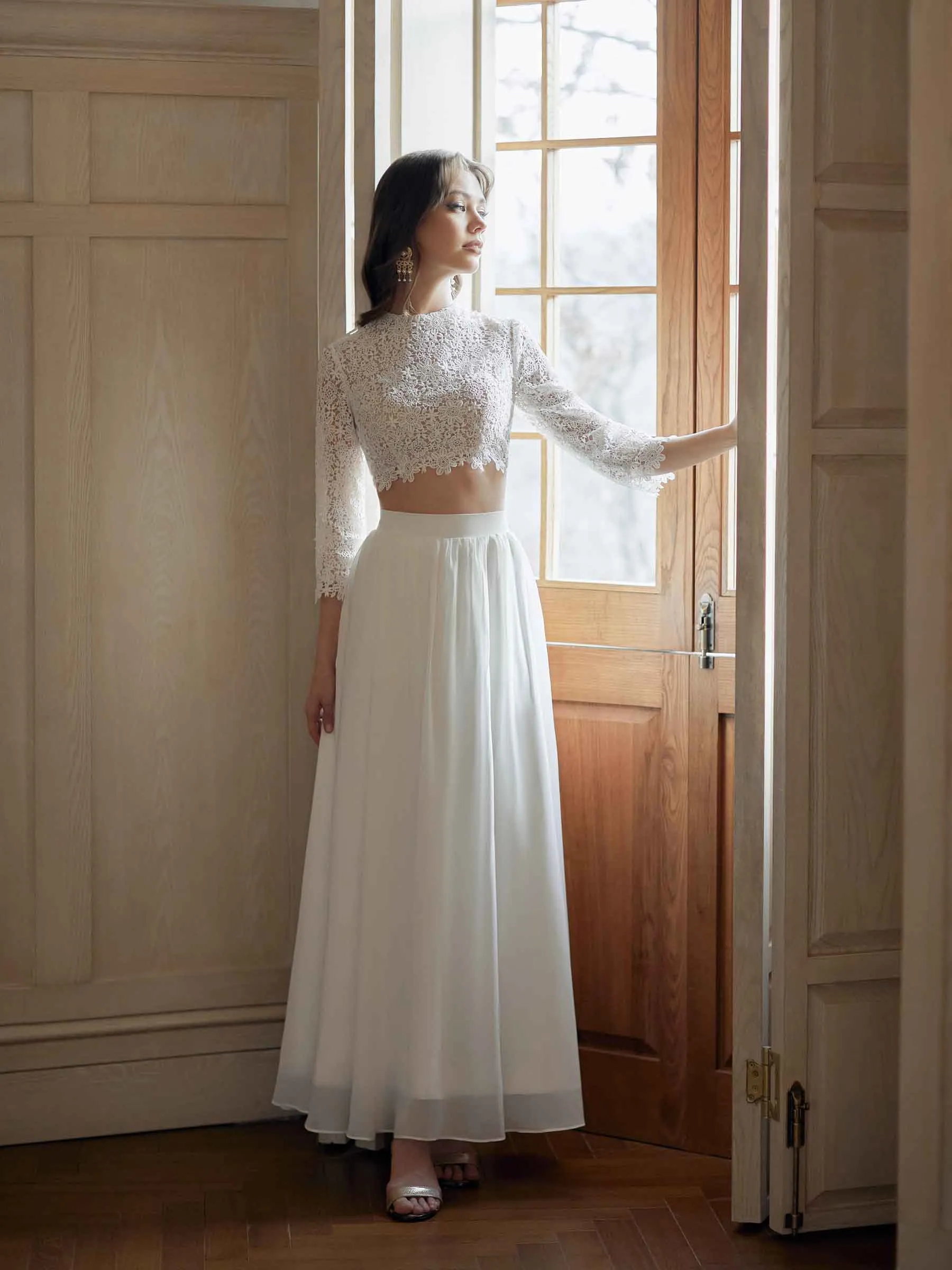 Sexy Two Pieces A-Line Long Sleeves Ankle Length Lace Wedding Dresses Online sold by ChicSew product image thumbnail 5