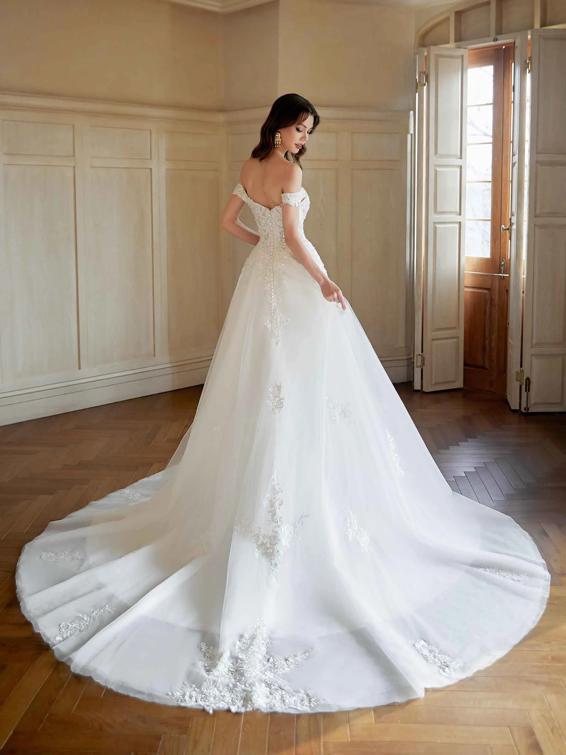 Elegant Off The Shoulder A-line Maxi Long Lace Wedding Dresses Online sold by ChicSew product image thumbnail 5