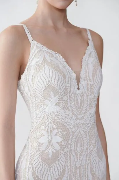 Sexy Mermaid Spaghetti Straps V-neck Maxi Long Lace Wedding Dresses sold by ChicSew product image thumbnail 2