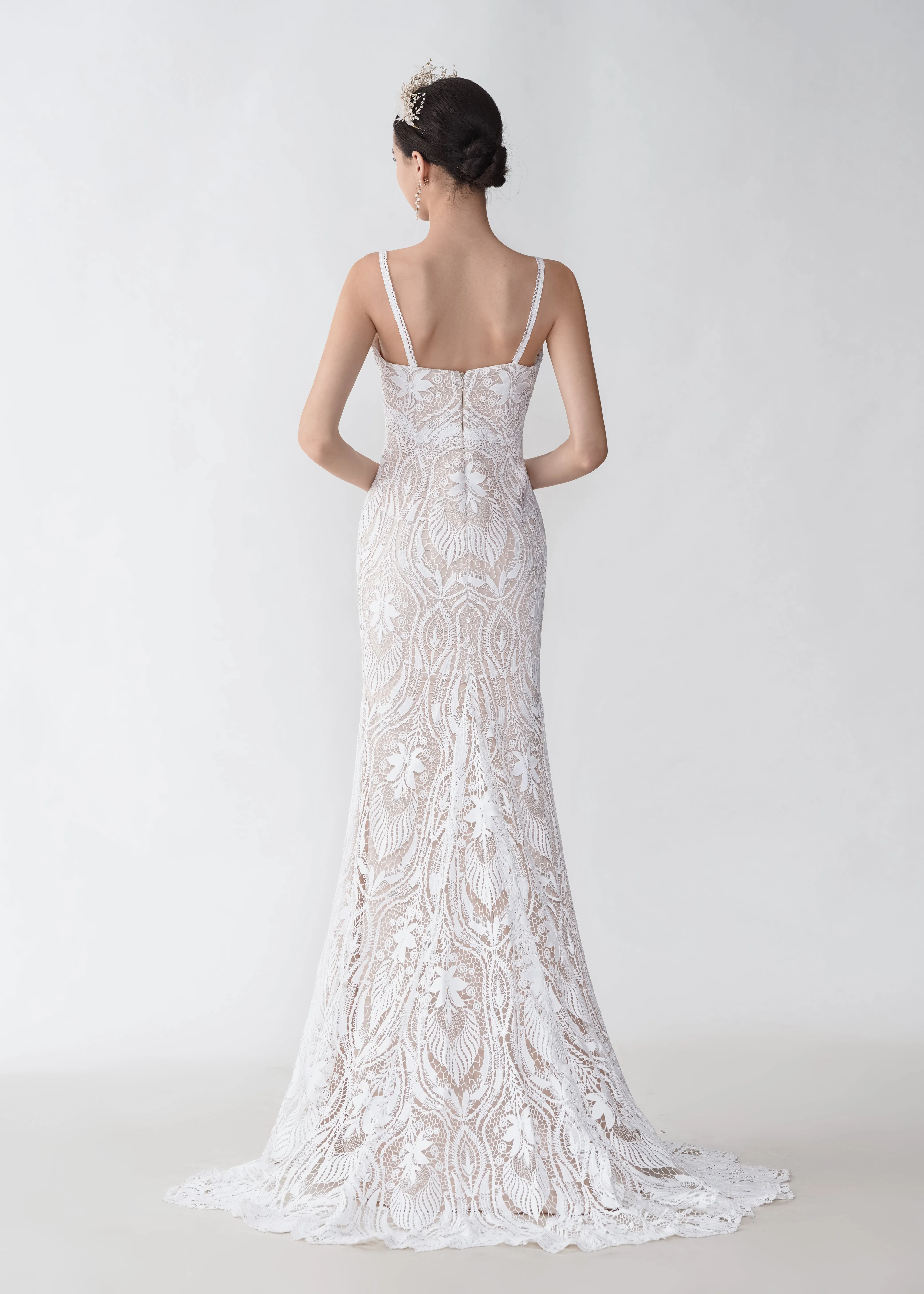 Sexy Mermaid Spaghetti Straps V-neck Maxi Long Lace Wedding Dresses sold by ChicSew product image thumbnail 4