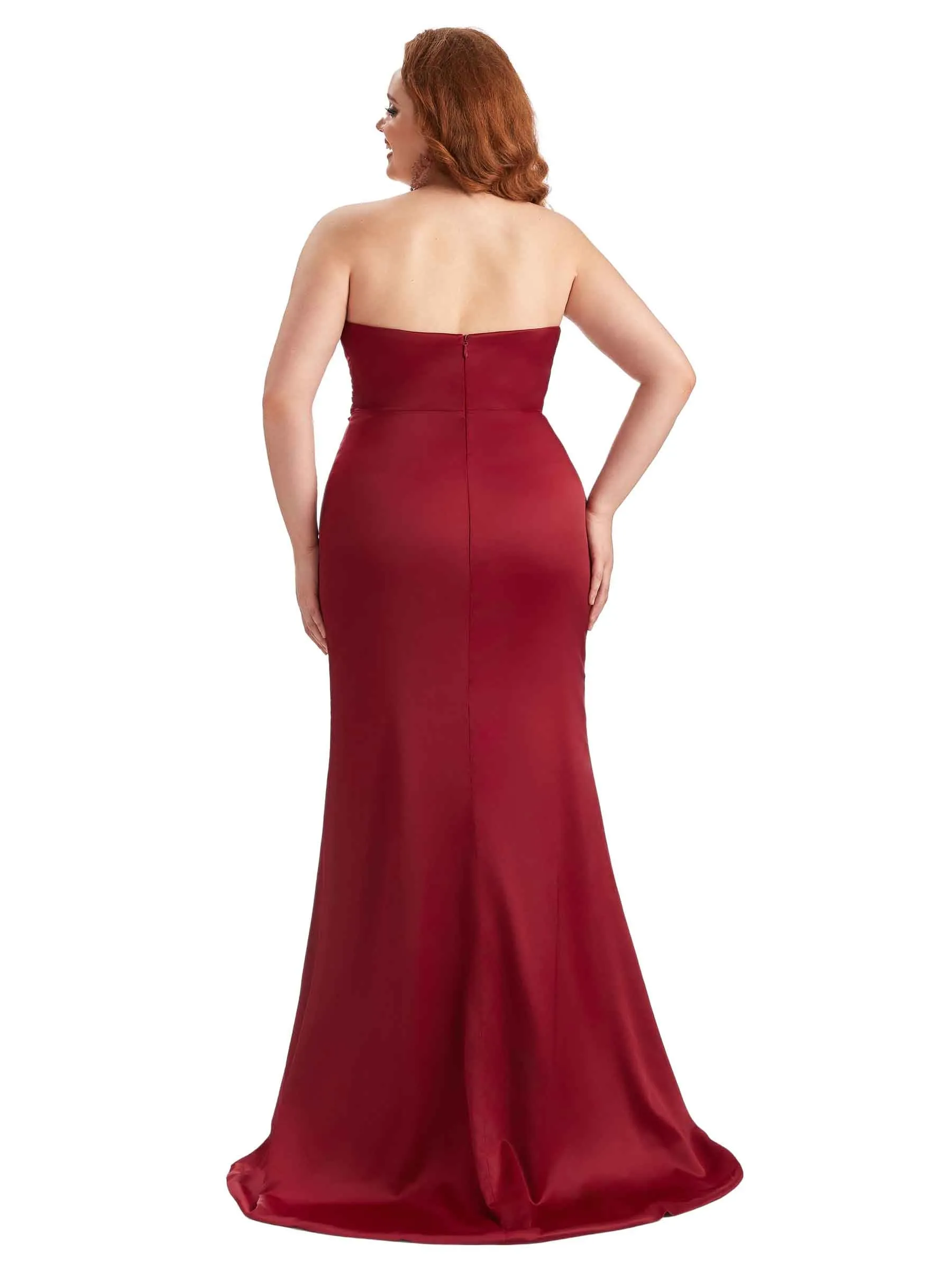 Plus Size Sexy Side Slit Mermaid Soft Satin Long Wedding Party Dresses For Wedding sold by ChicSew product image thumbnail 3