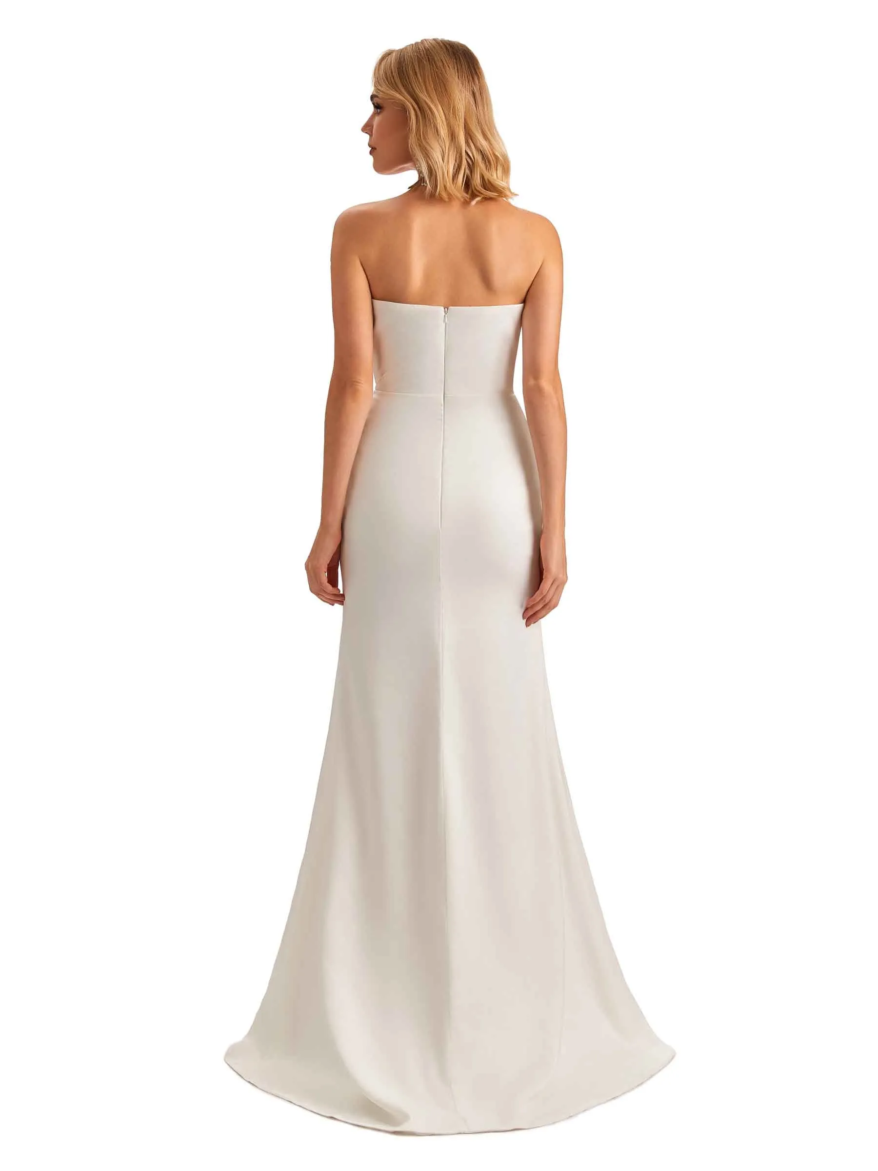 Sexy Sweetheart Side Slit Mermaid Soft Satin Unique Long Bridesmaid Dress For Wedding sold by ChicSew product image thumbnail 3