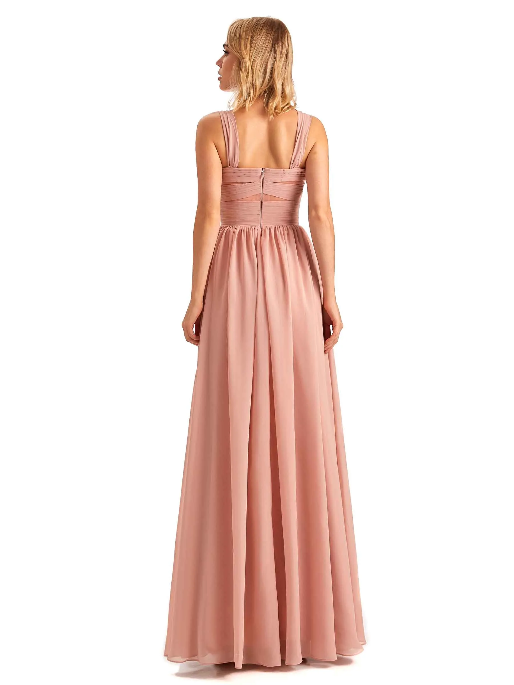 Elegant A-line Chiffon Straps Sleeveless Long Mother of the Brides Dresses Online sold by ChicSew product image thumbnail 4