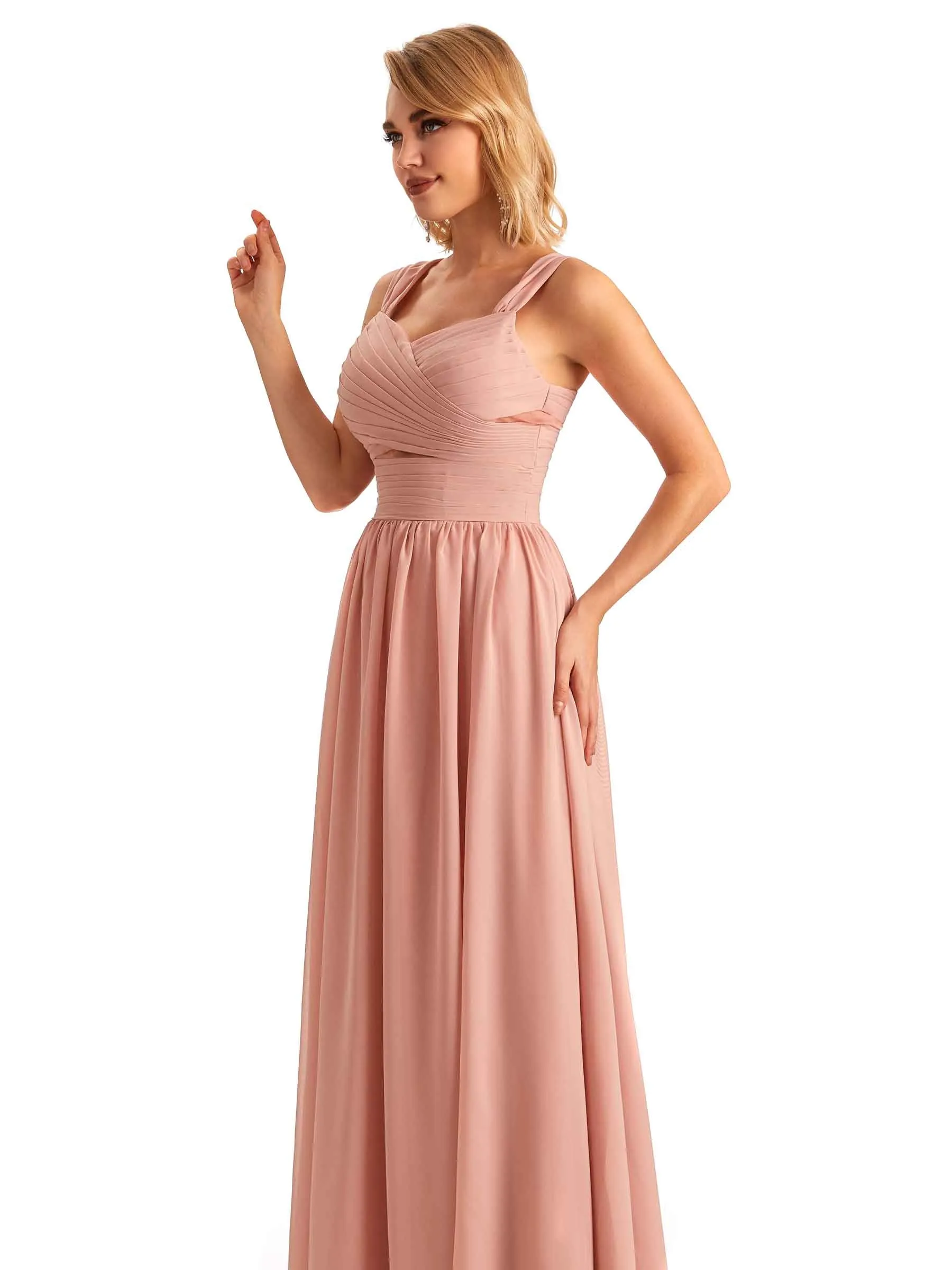 Elegant A-line Chiffon Straps Sleeveless Long Mother of the Brides Dresses Online sold by ChicSew product image thumbnail 3