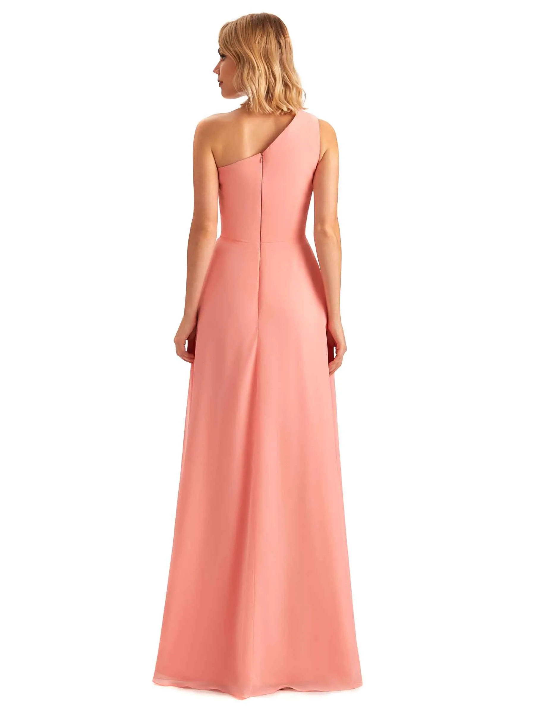 Elegant Side Slit Chiffon One Shoulder A-line Long Mother of the Brides Dresses sold by ChicSew product image thumbnail 3